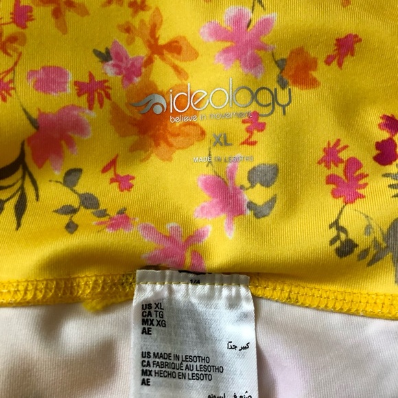 NWT Ideology Performance Cropped Leggings Pansy Lemon Yellow Floral Sz XL - Picture 7 of 11